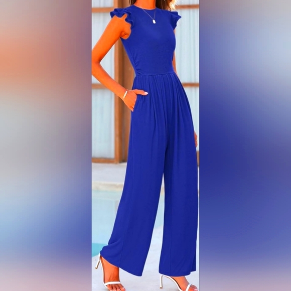 NEW ELEGANT ROYAL BLUE JUMPSUIT. NWT - Picture 3 of 5